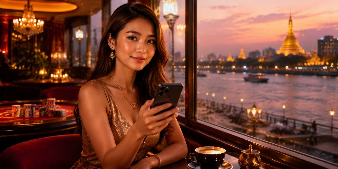 ရန်ကုန်မြစ်ကမ်းနားက ဖုန်းမှ ကာစီနိုကစားသူ